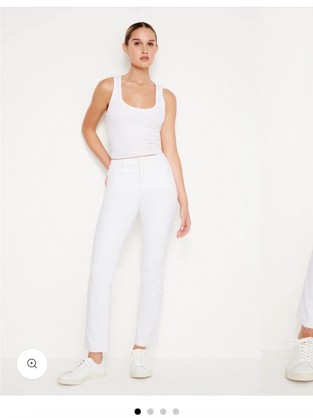 Good American White Straight Leg High-Rise Jeans